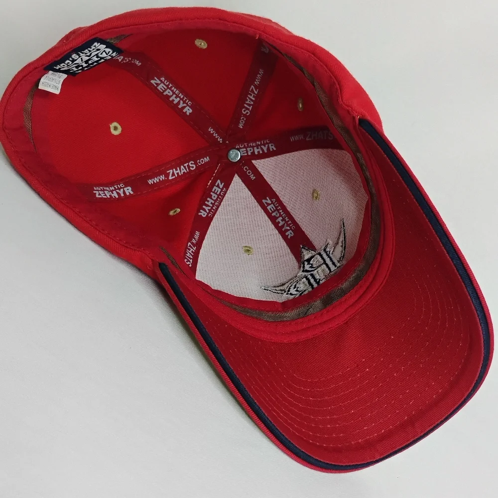 Vintage Zephyr PB PlayBall USA Red Tan Baseball Sports Cap Fitted Stretchfit